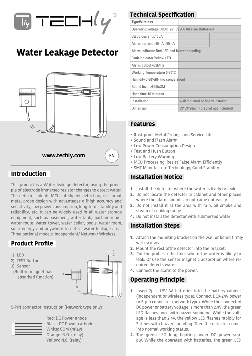 Página 1 del manual Manual de usuario Techly I-ALARM Water Leakage Detector