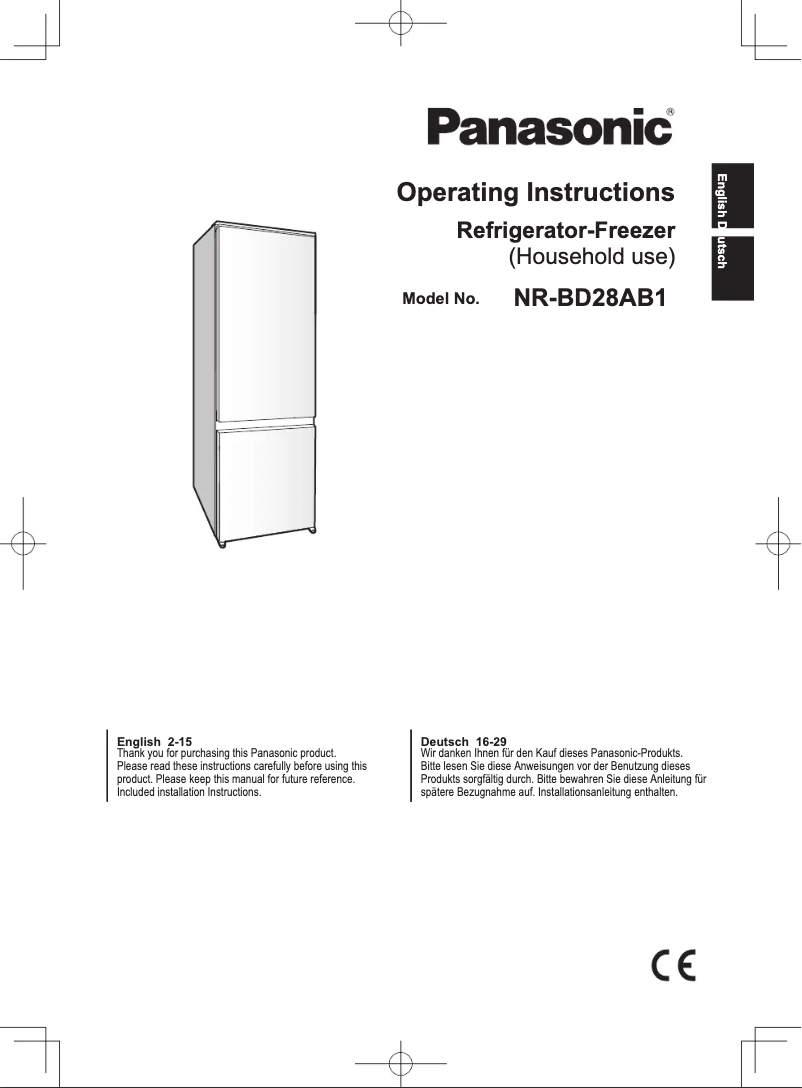 Page 1 de la notice Manuel utilisateur Panasonic NR-BD28AB1