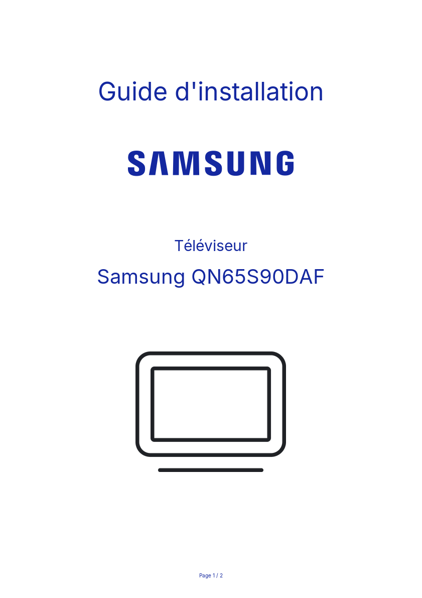 Page n°1 - Guide d'installation Samsung QN65S90DAF