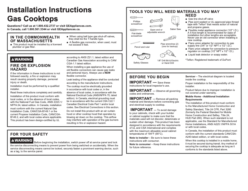 Page n°1 - Guide d'installation GE Café CGP9536SLSS