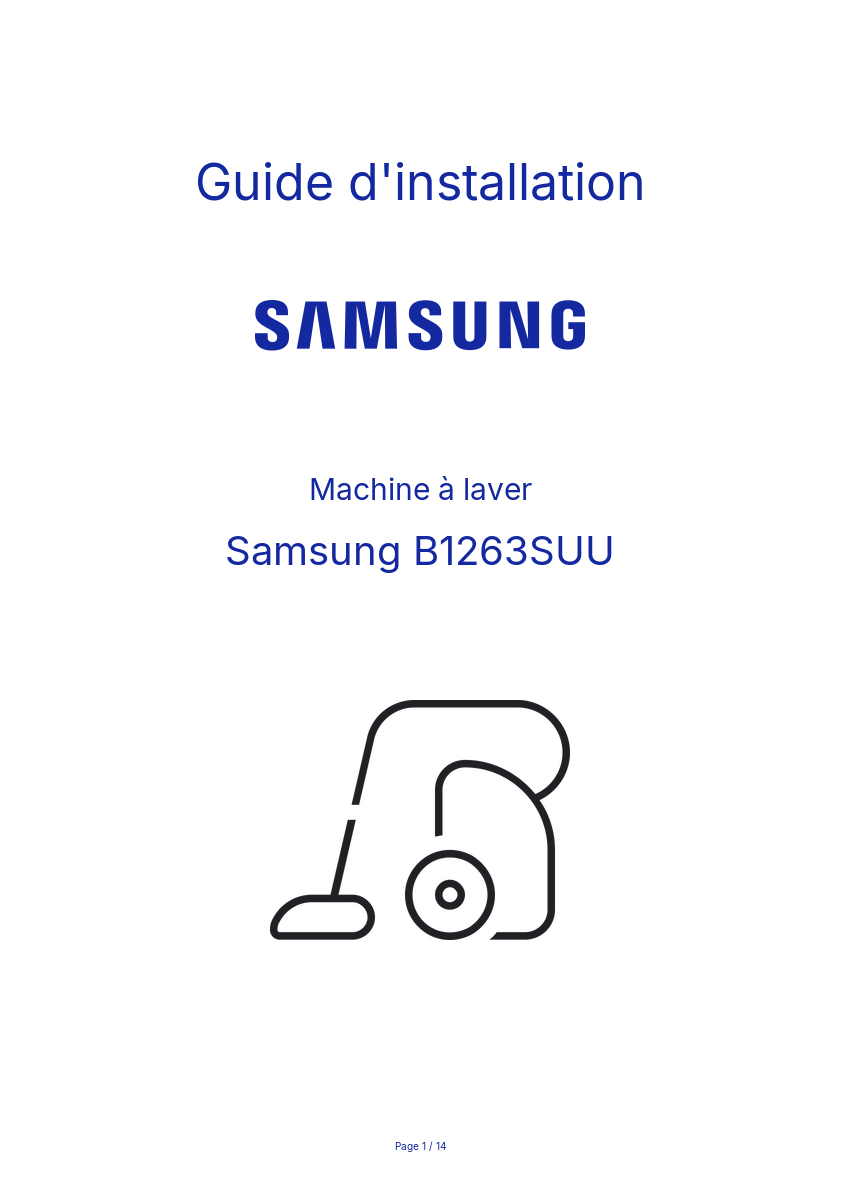 Page n°1 - Guide d'installation Samsung B1263SUU