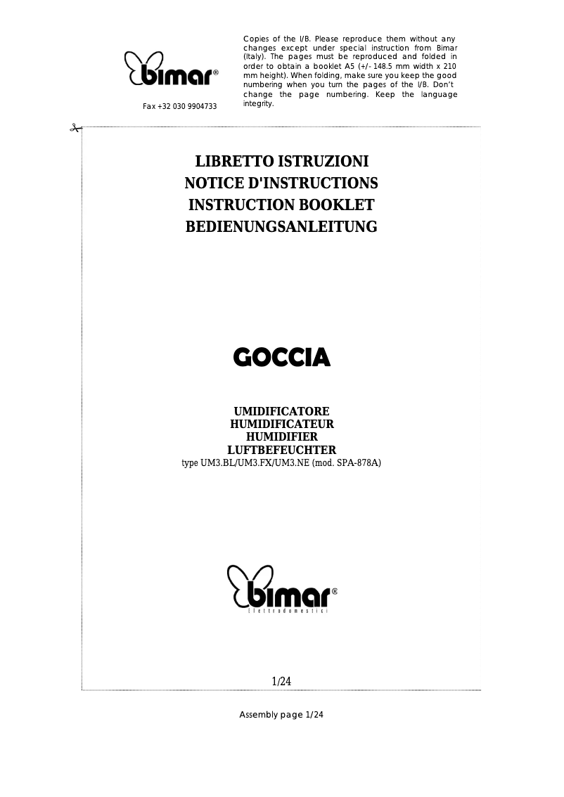 Image de la première page du manuel de l'appareil UM3.NE