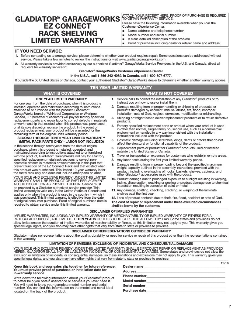 Page 1 de la notice Mode d'emploi Gladiator GARK485XGG