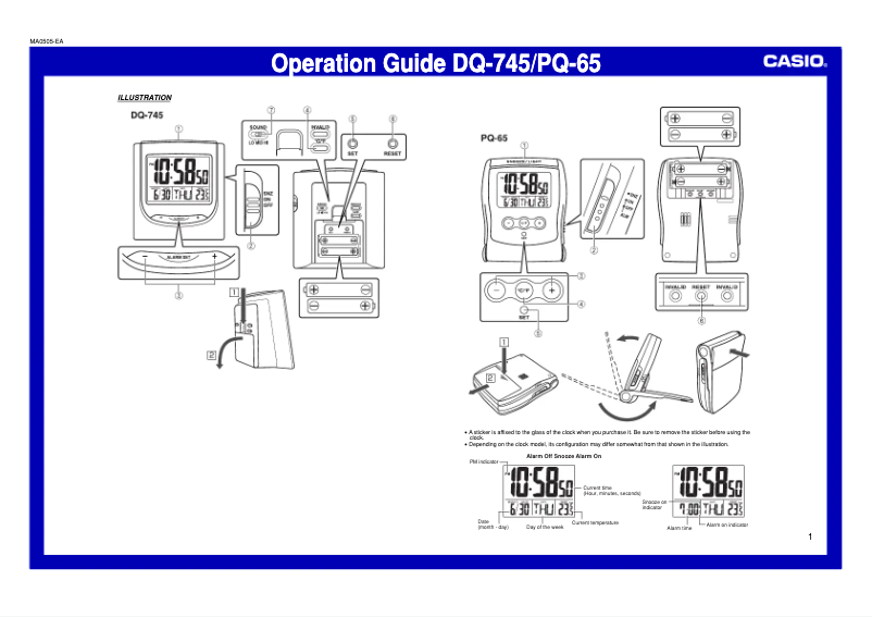 Página 1 del manual Manual de usuario Casio DQ-745