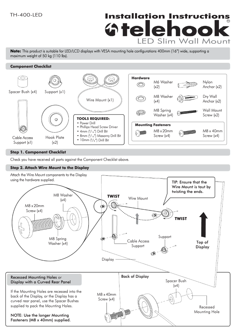 Page n°1 - Manuel utilisateur Atdec TH-400-LED