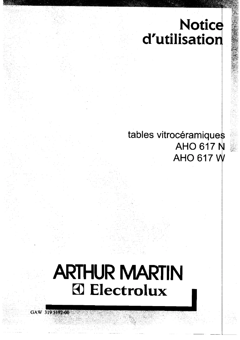 Page n°1 - Manuel utilisateur Arthur Martin-Electrolux AHO617W