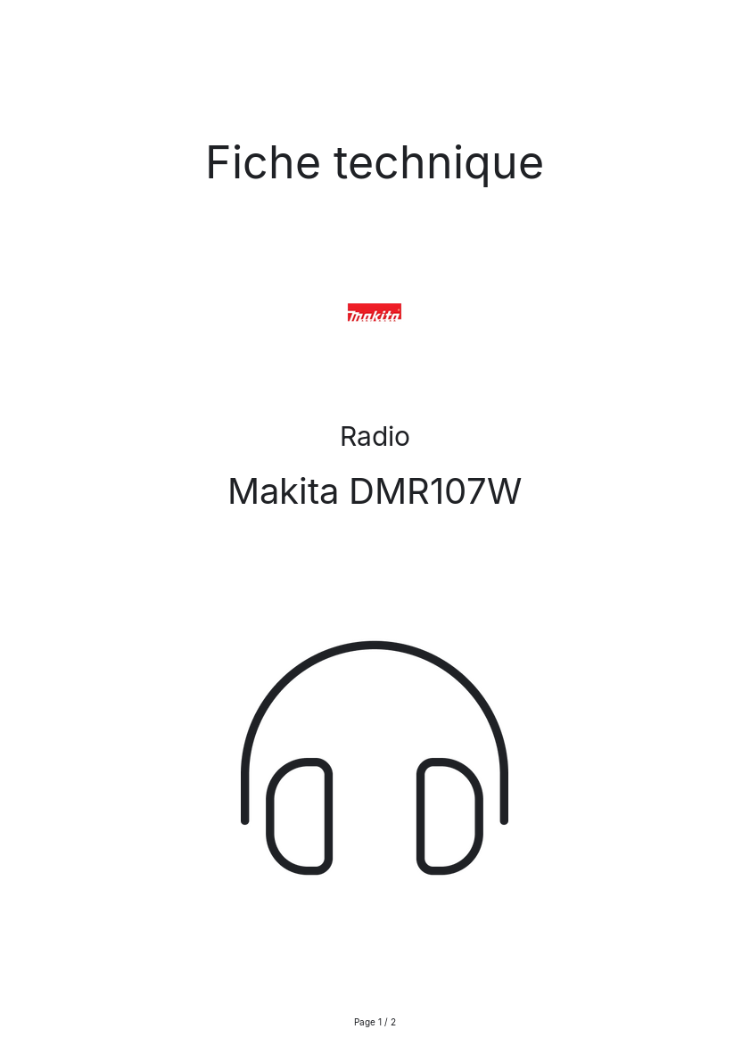 Page n°1 - Fiche technique Makita DMR107W