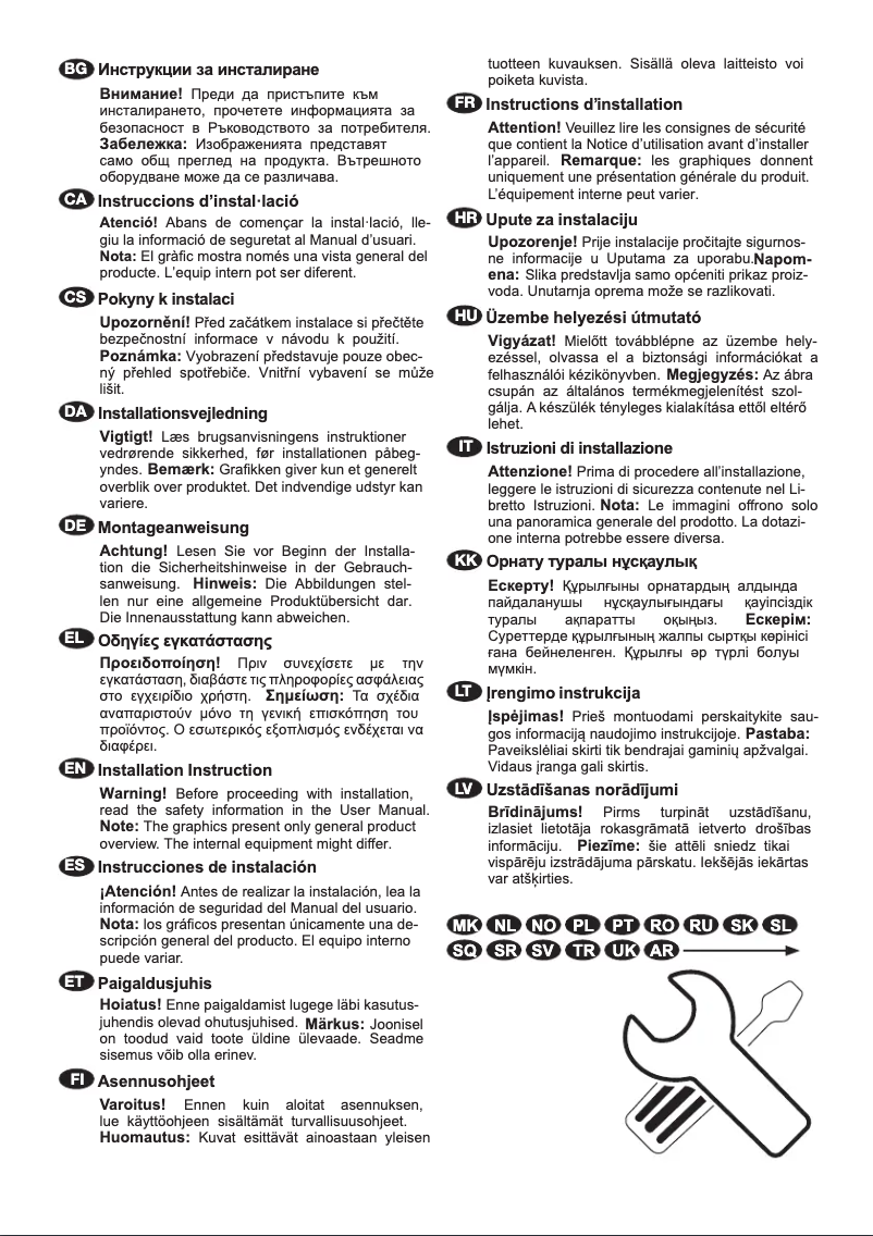 Page n°1 - Guide d'installation AEG NAB6L88EF