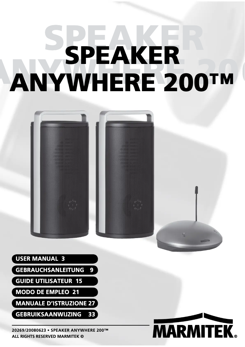 Image de la première page du manuel de l'appareil Speaker Anywhere 200