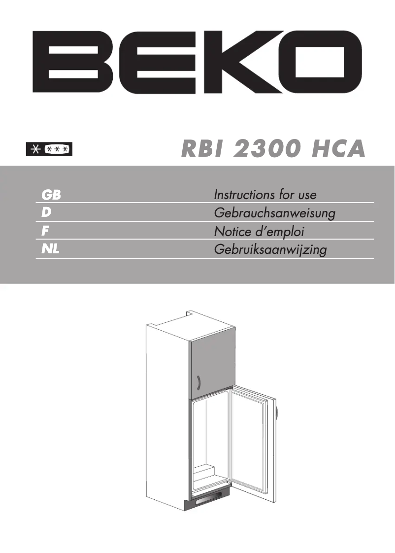 Page 1 de la notice Manuel utilisateur Beko RBI 2300 HCA
