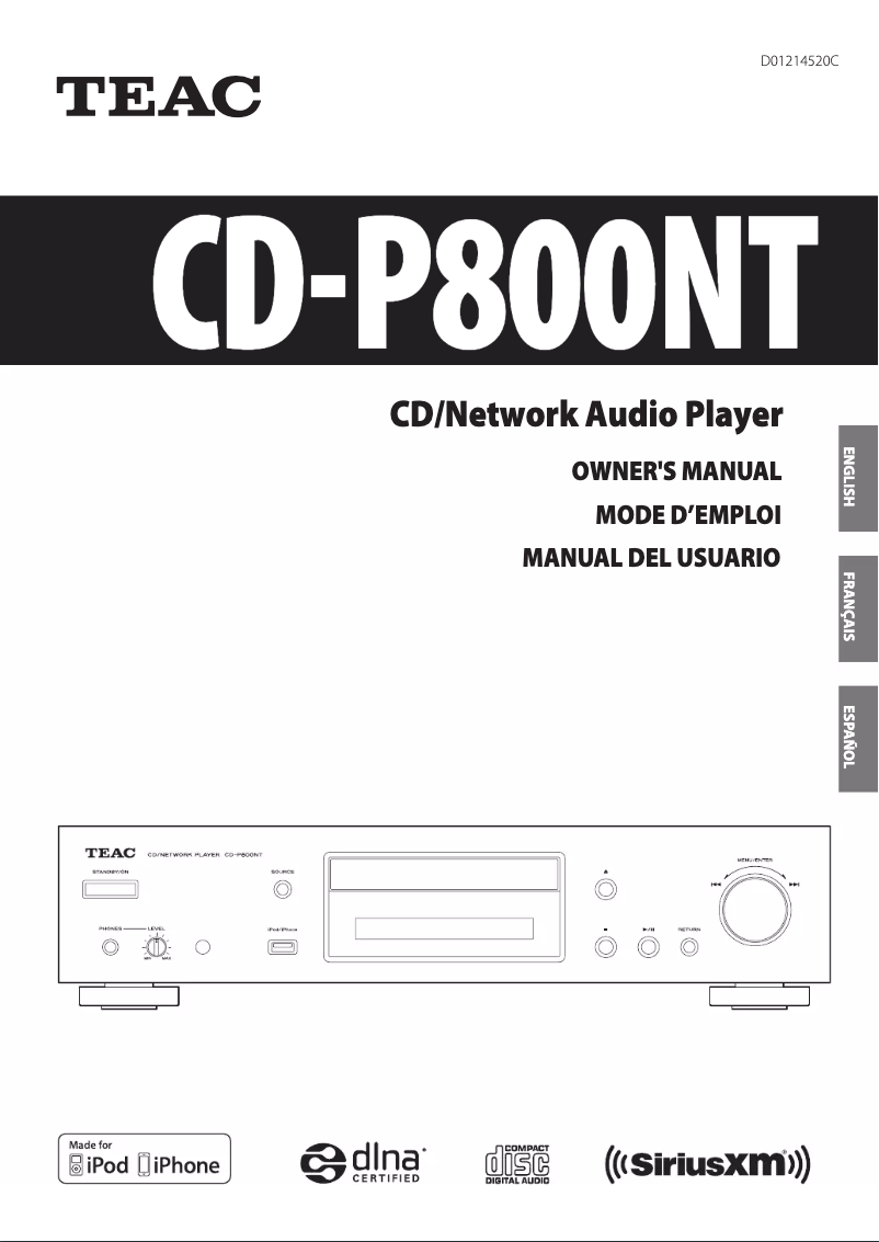 Image de la première page du manuel de l'appareil CD-P800NT-B