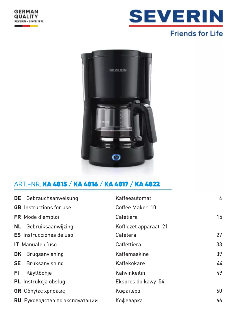 Image de la première page du manuel de l'appareil KA 4815