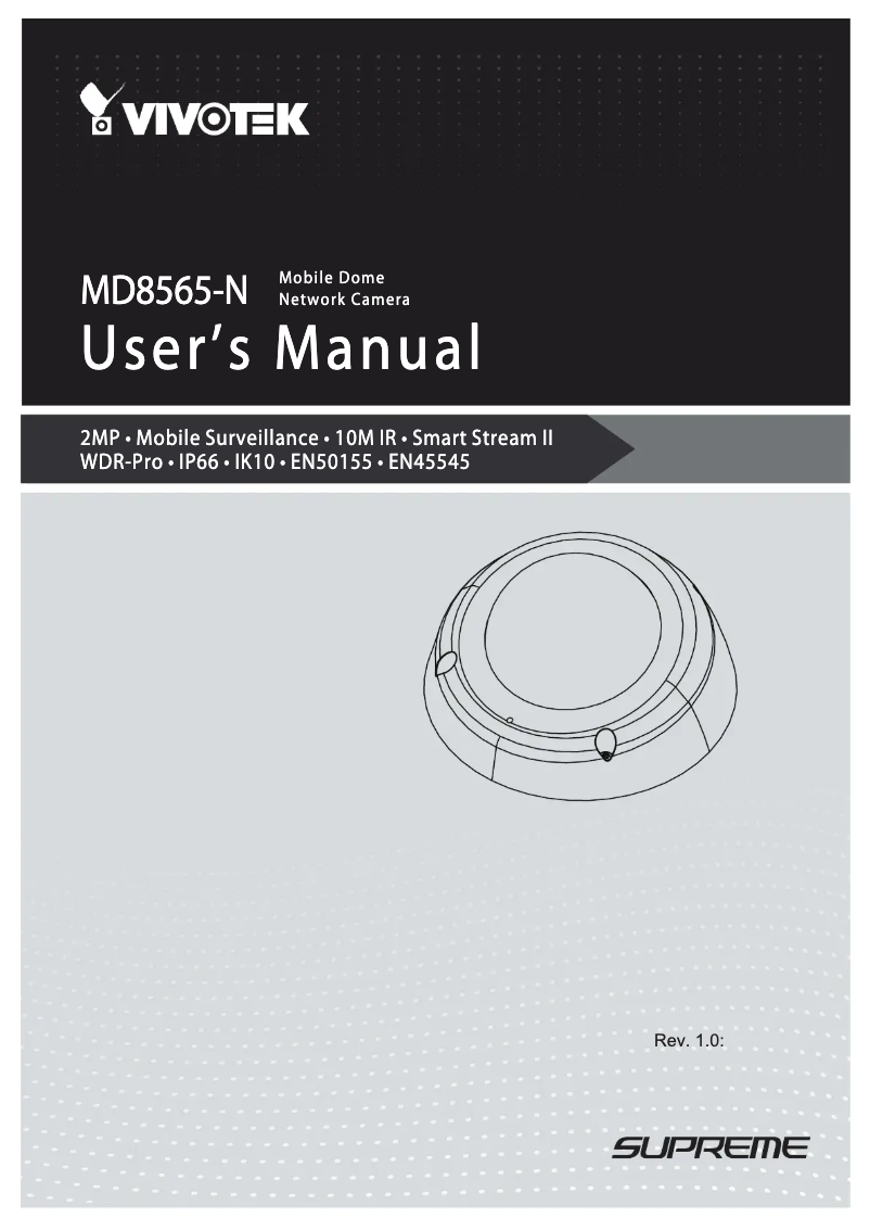 Page 1 de la notice Manuel utilisateur Vivotek MD8565-N