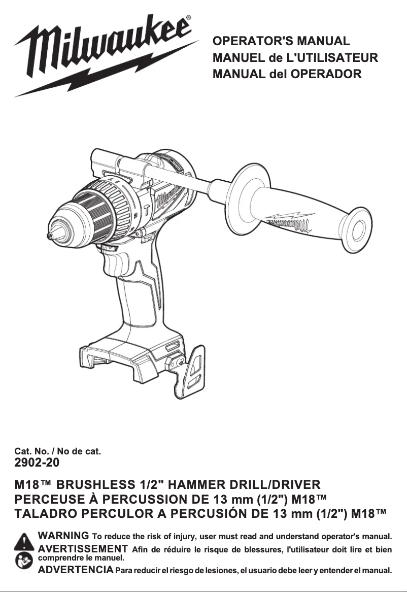 Page n°1 - Manuel utilisateur Milwaukee M18 2902-22