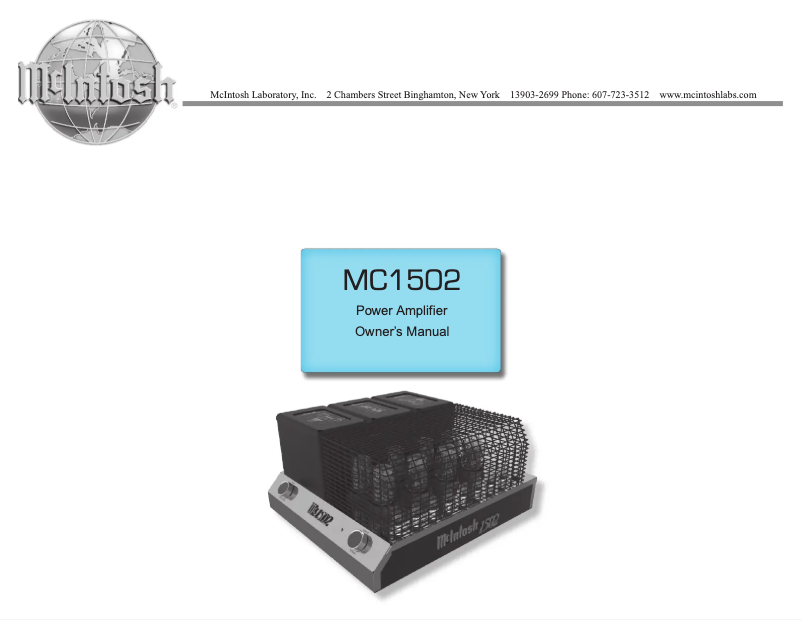 Page 1 de la notice Manuel utilisateur McIntosh MC1502