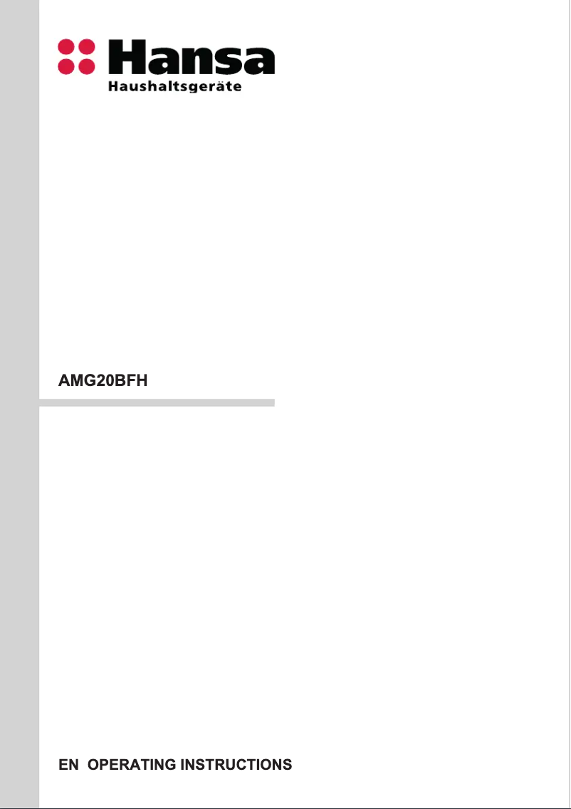 Page n°1 - Manuel utilisateur Hansa AMG20BFH