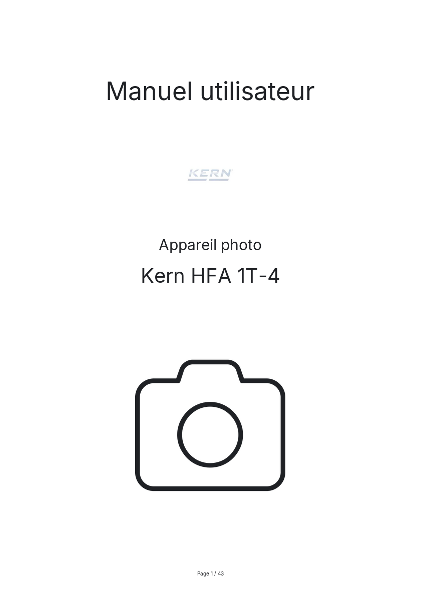 Image de la première page du manuel de l'appareil HFA 1T-4