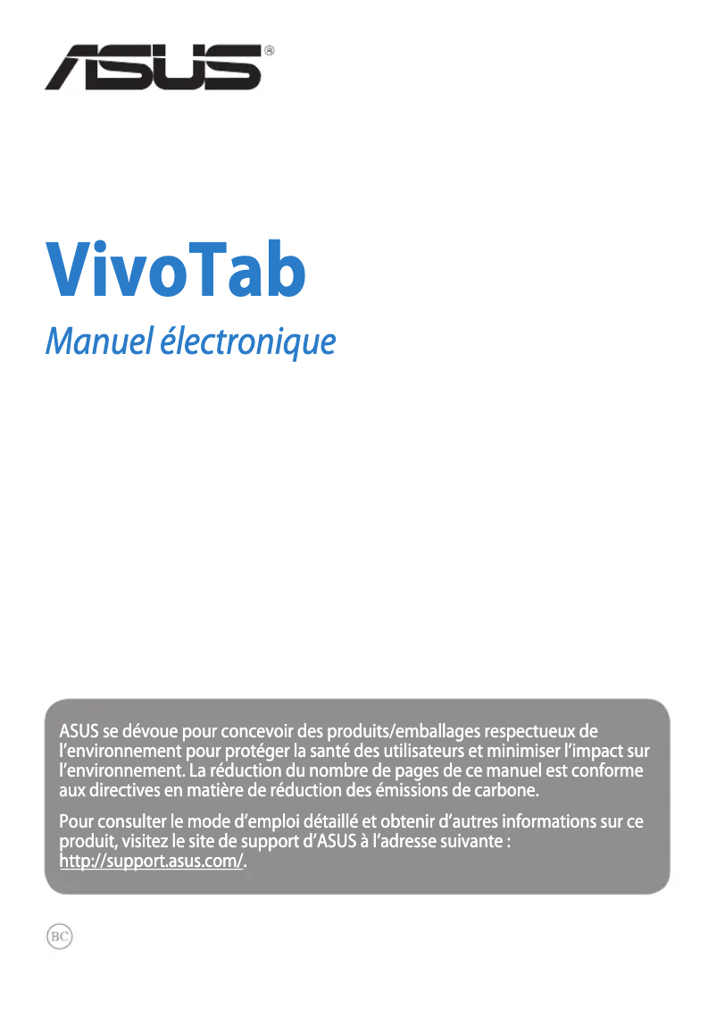 Image de la première page du manuel de l'appareil VivoTab Smart