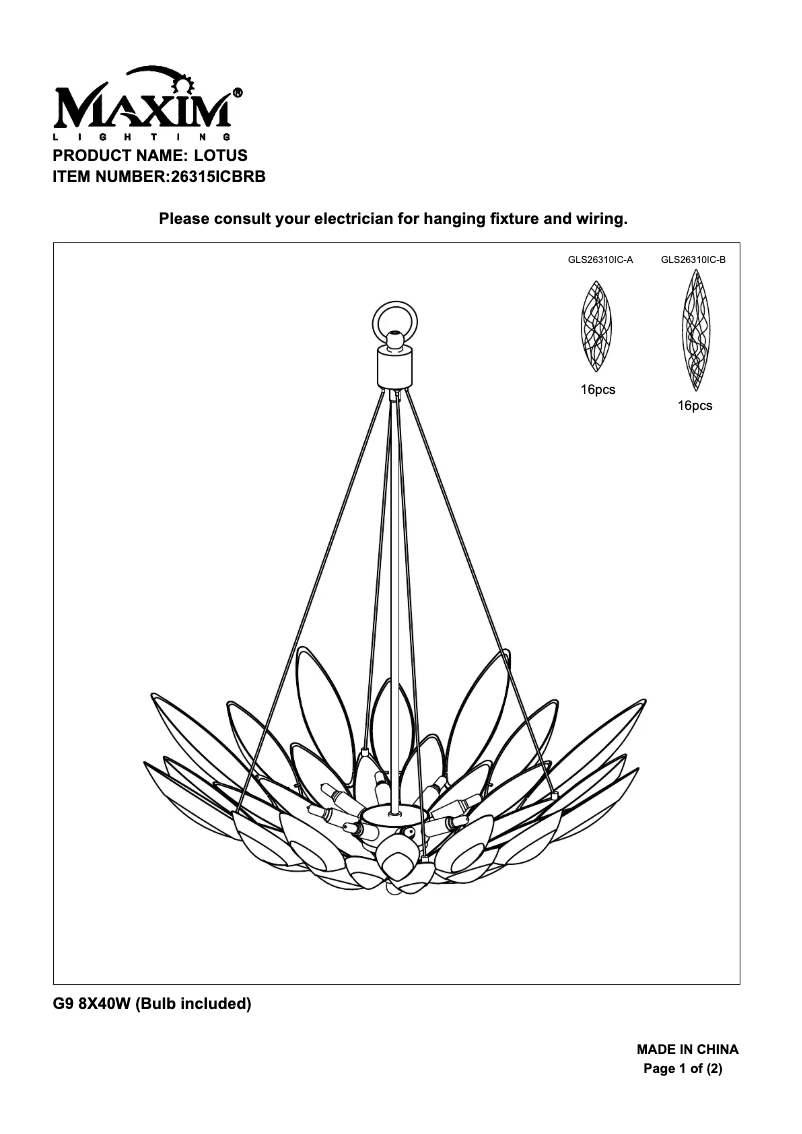 Page n°1 - Manuel utilisateur Maxim Lotus 26315ICBRB
