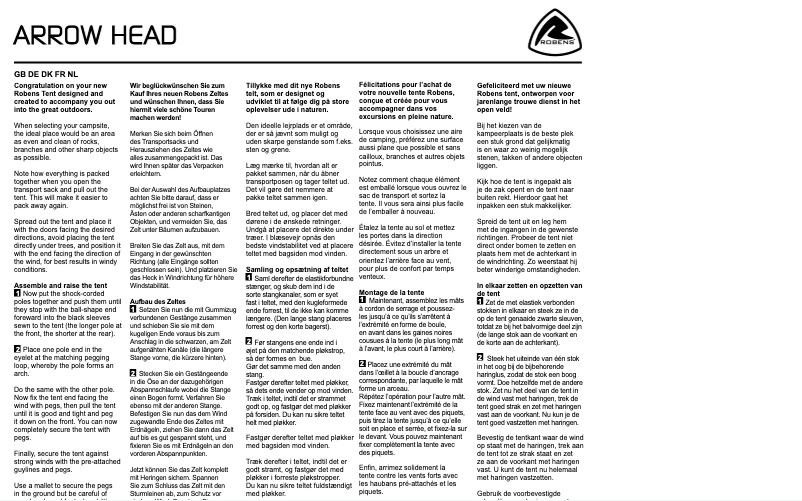 Page n°1 - Manuel utilisateur Robens Arrow Head