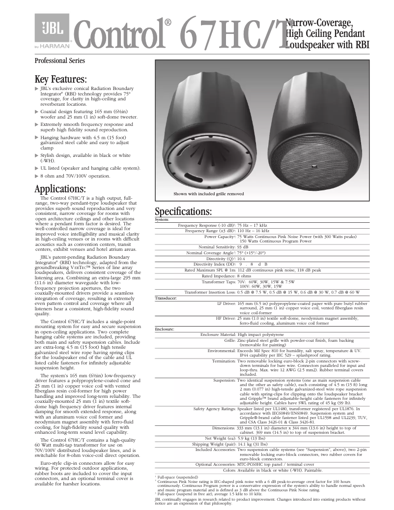 Image de la première page du manuel de l'appareil Control 67HC/T