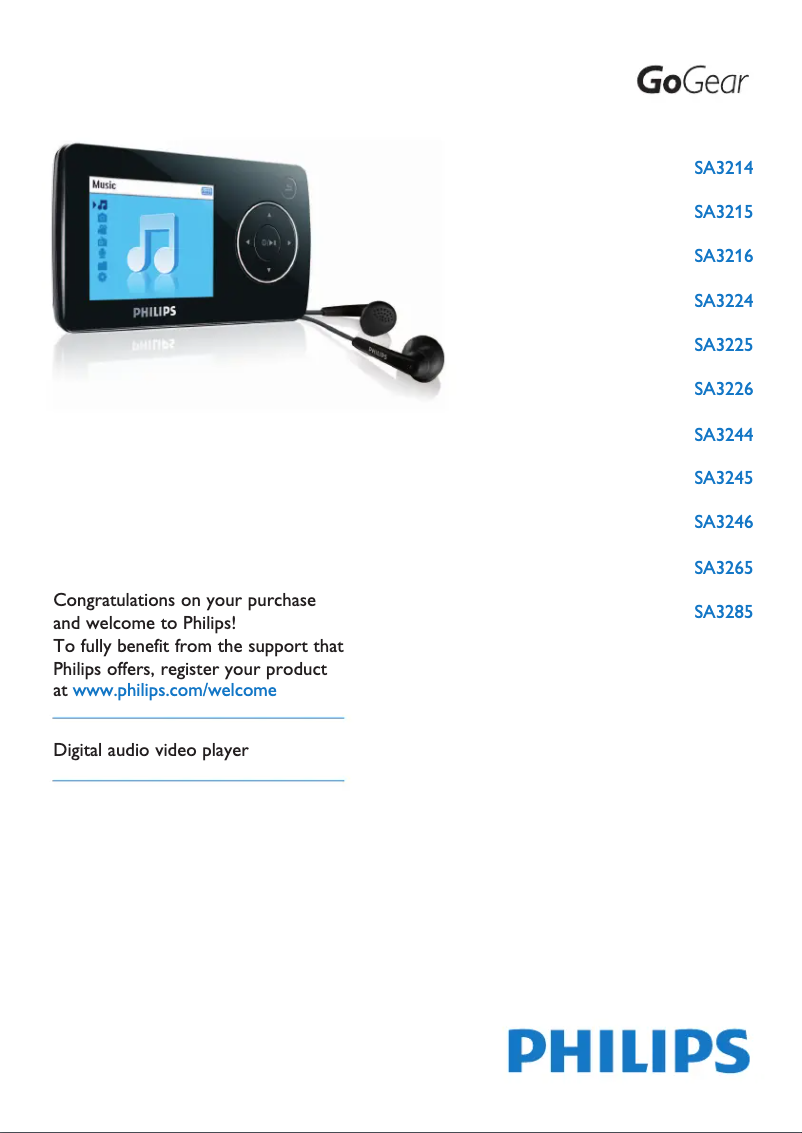 Image de la première page du manuel de l'appareil GoGear SA3265