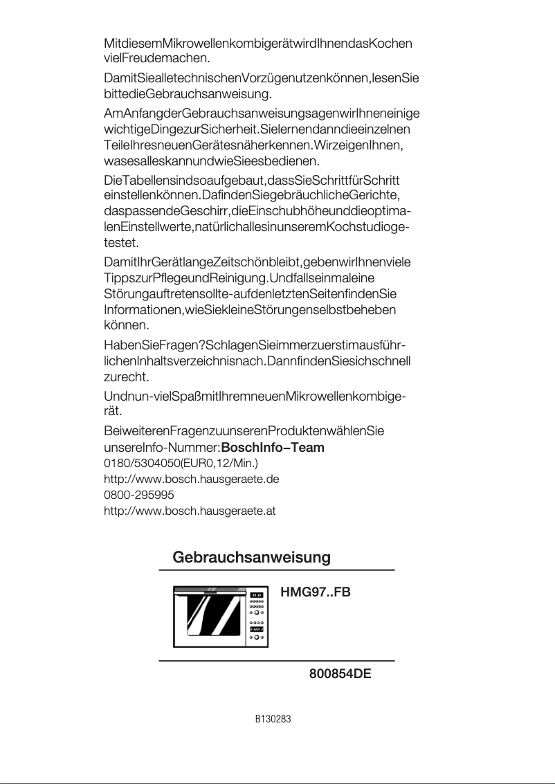 Page 1 de la notice Manuel utilisateur Bosch HMG9700