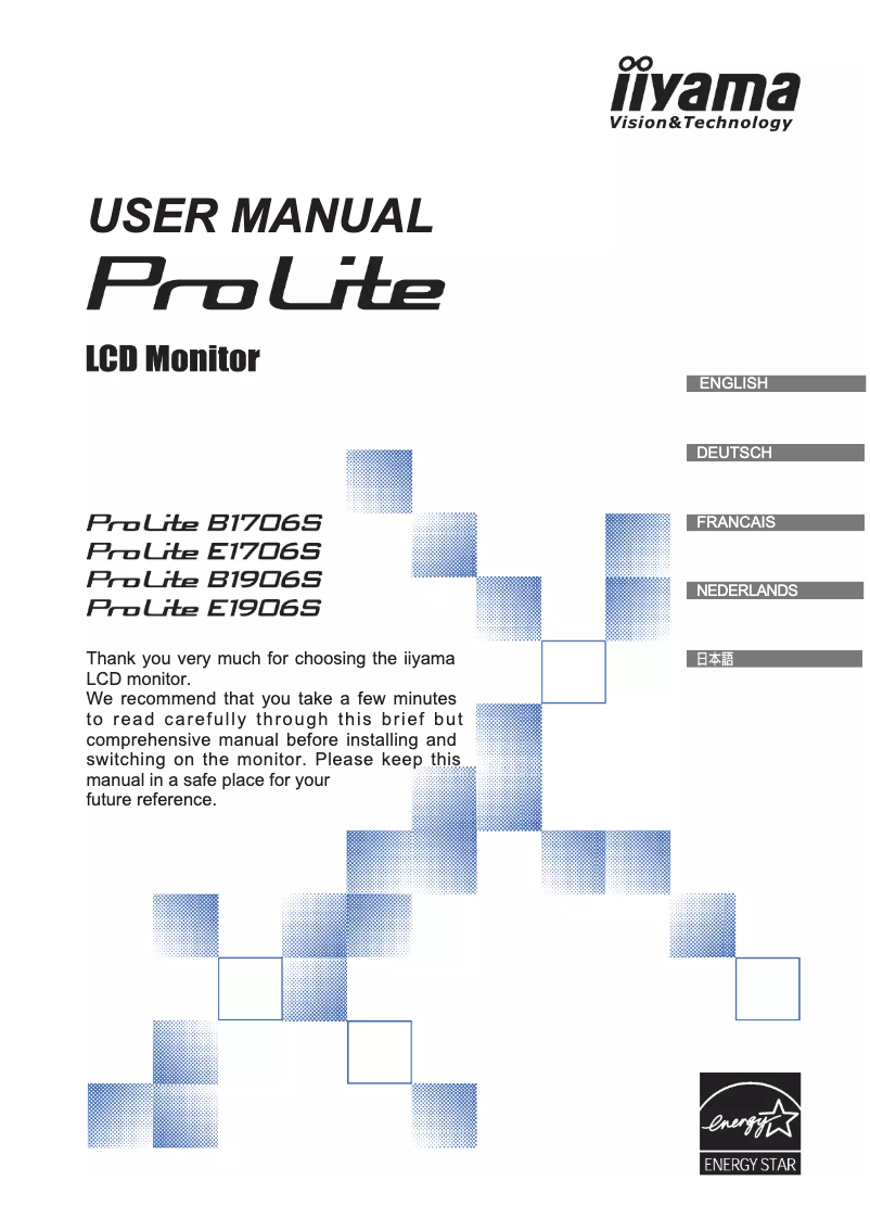 Page 1 de la notice Manuel utilisateur Iiyama ProLite B1706S