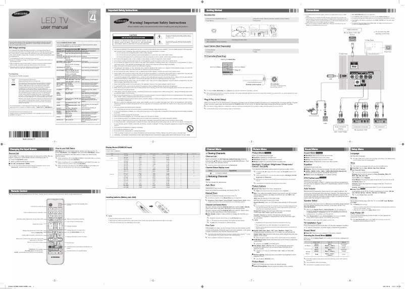 Page 1 de la notice Manuel utilisateur Samsung UA20J4003AR