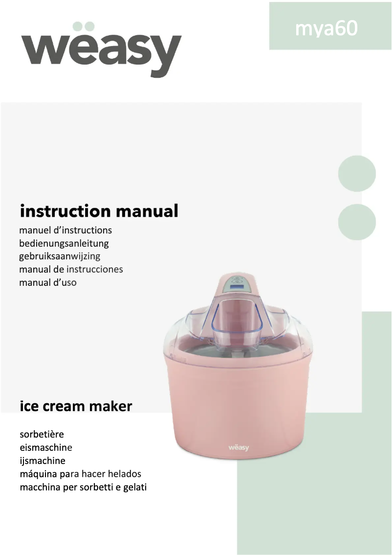Page 1 de la notice Manuel utilisateur Wëasy mya60