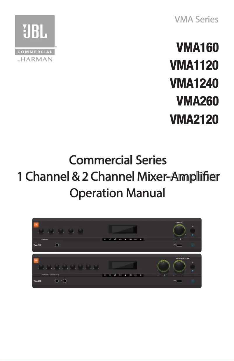 Page 1 de la notice Manuel utilisateur JBL VMA160