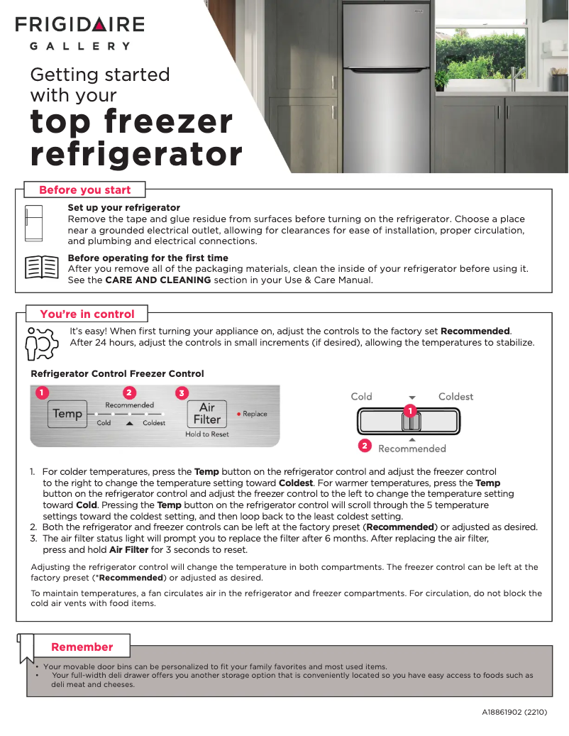 Page n°1 - Guide de démarrage rapide Frigidaire FGHT2055VF