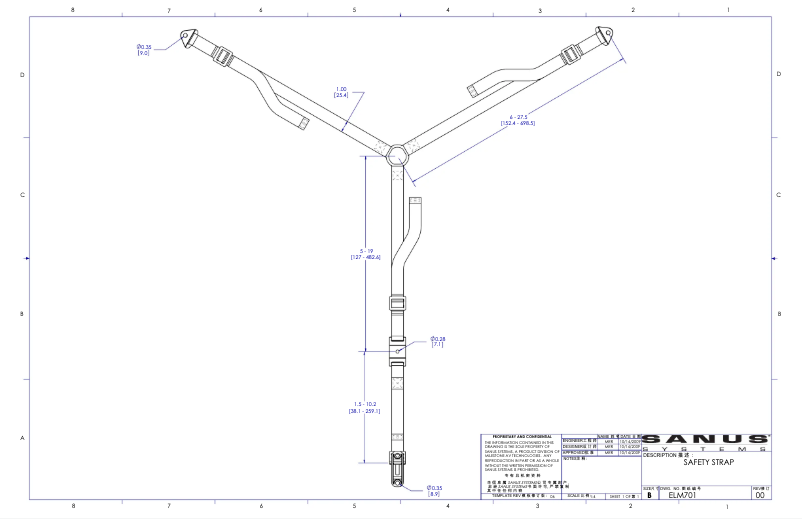 Page 1 de la notice Dessin technique Sanus ELM701