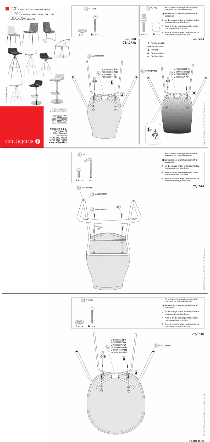 Page 1 de la notice Manuel utilisateur Calligaris .com ICE