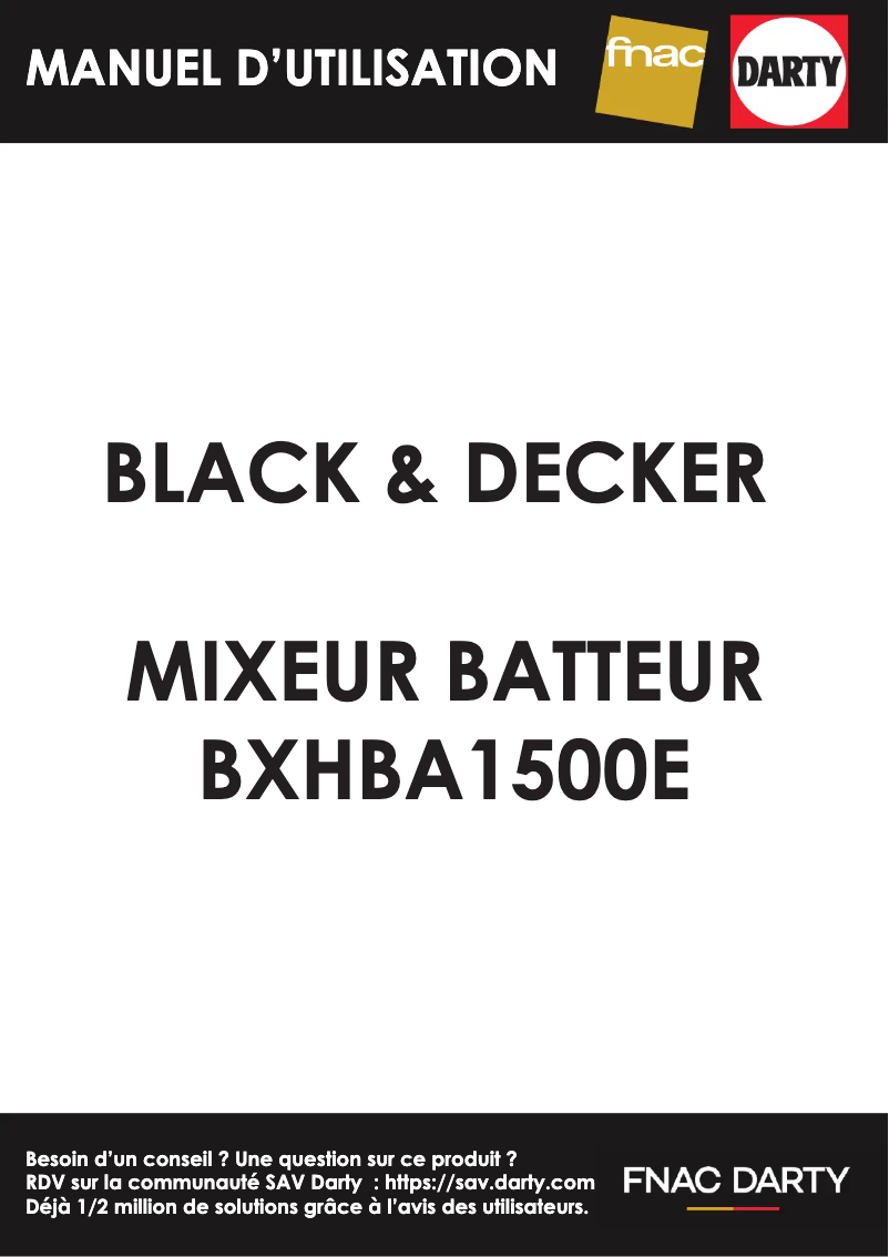 Image de la première page du manuel de l'appareil BXHBA1500E