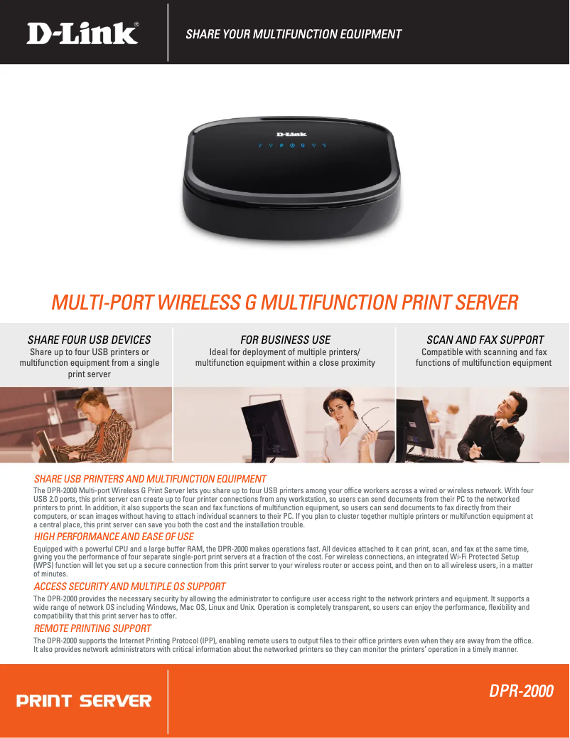 Page 1 de la notice Fiche technique D-Link DPR-2000