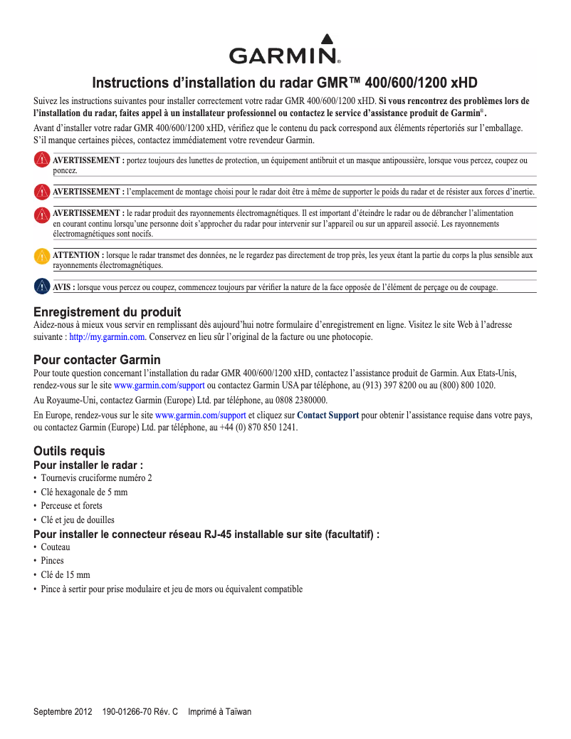 Página 1 del manual Guía de instalación Garmin GMR 606