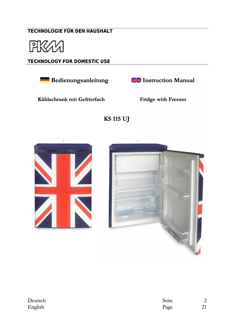 Page 1 de la notice Manuel utilisateur PKM KS115 UJ