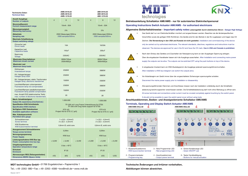 Page 1 de la notice Manuel utilisateur MDT AMI-0816.02