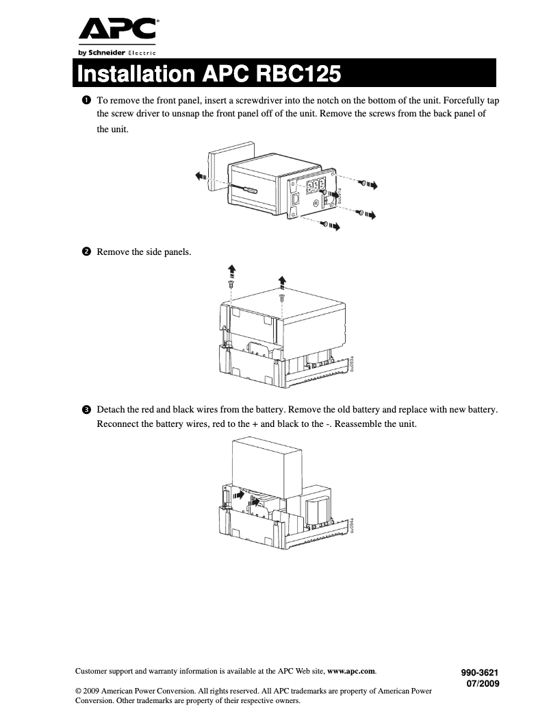 Page n°1 - Manuel utilisateur APC APCRBC125