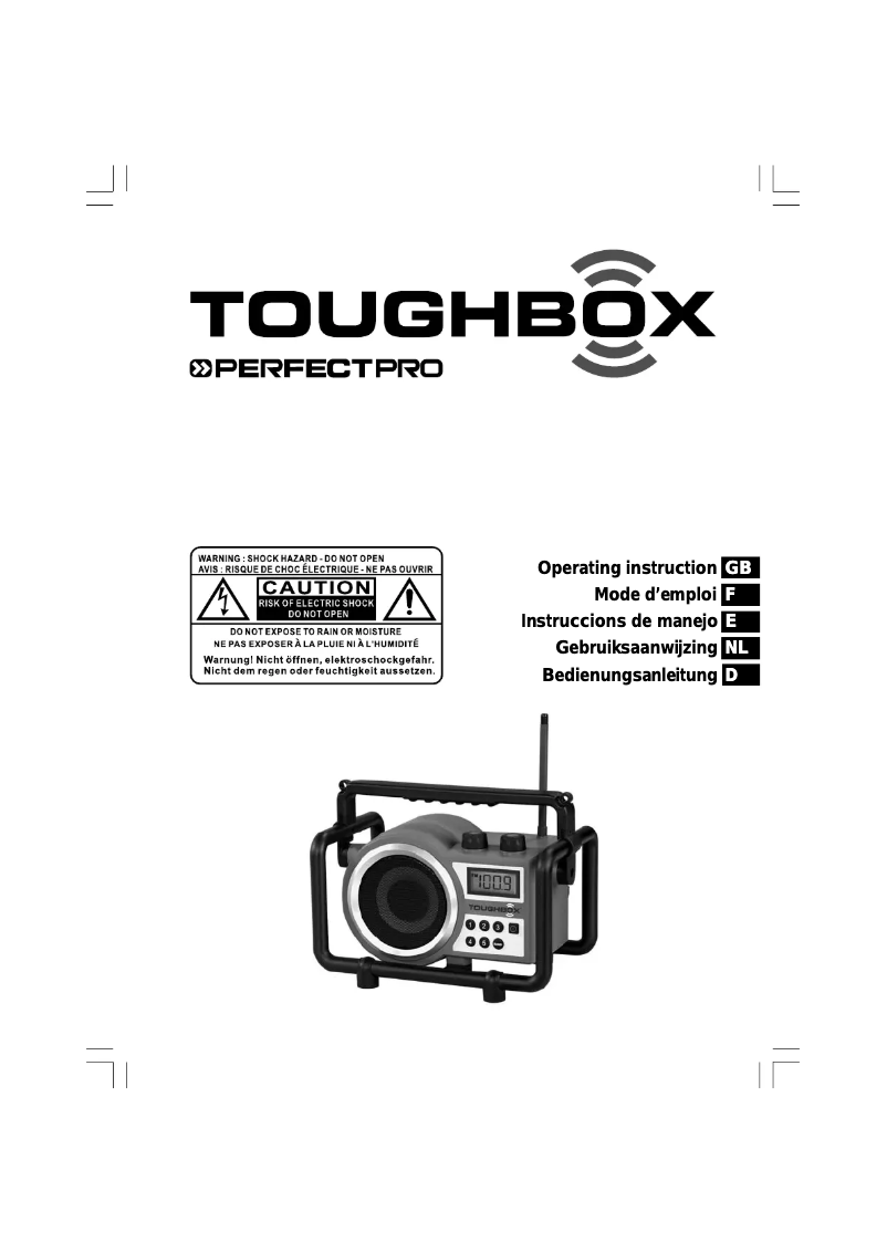 Page 1 de la notice Manuel utilisateur PerfectPro Toughbox