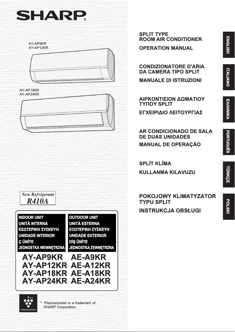 Page n°1 - Manuel utilisateur Sharp AY-AP12KR