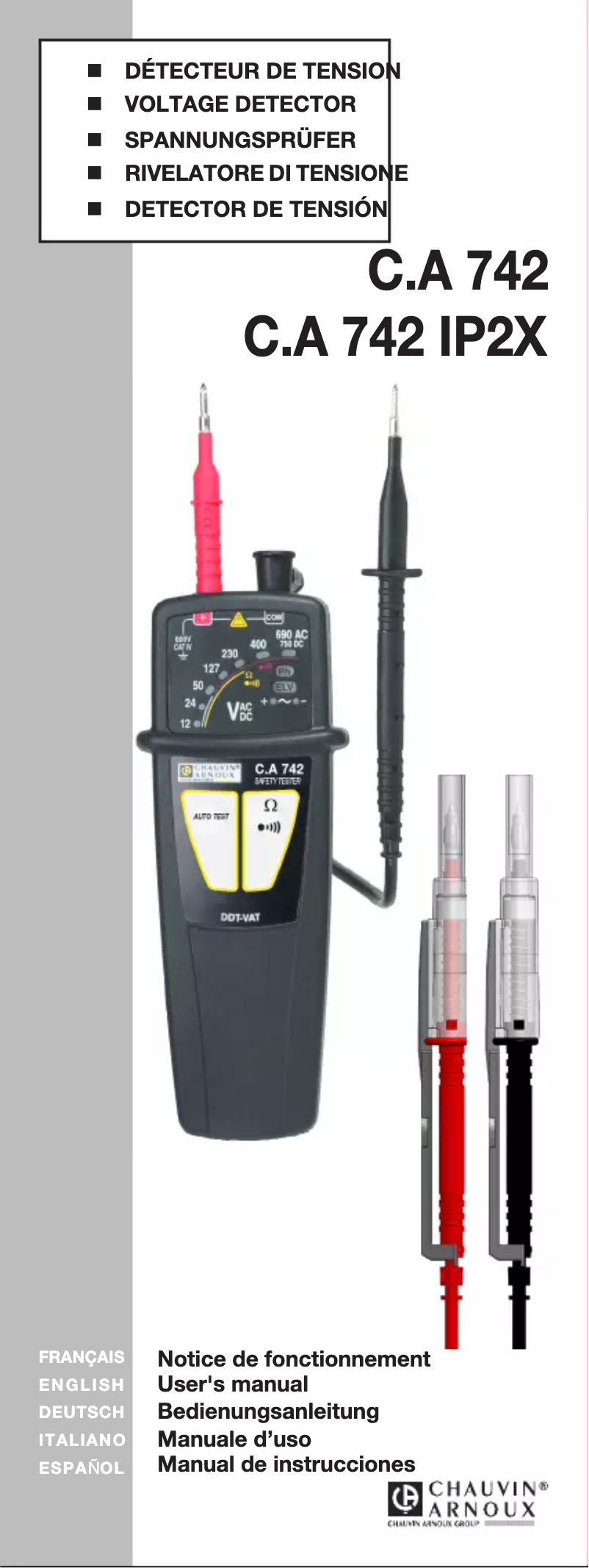 Page 1 de la notice Manuel utilisateur Chauvin Arnoux C.A 742