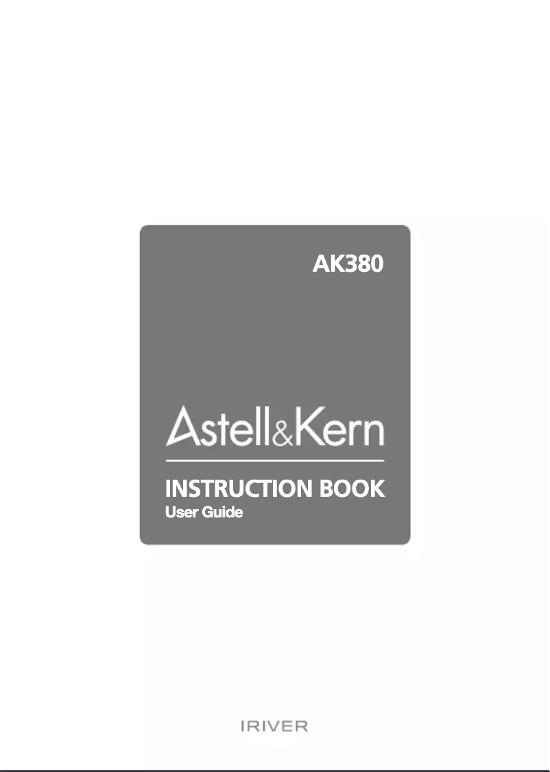 Page 1 de la notice Manuel utilisateur Astell&Kern AK380