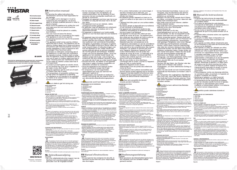 Page 1 de la notice Manuel utilisateur TriStar GR-2895PR