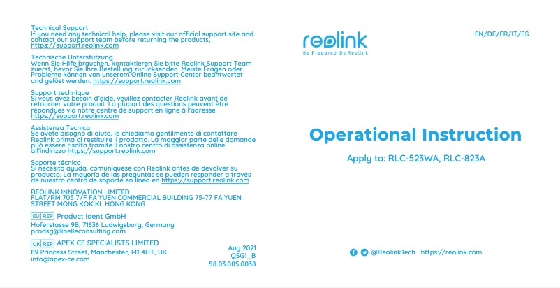 Image de la première page du manuel de l'appareil RLC-823A