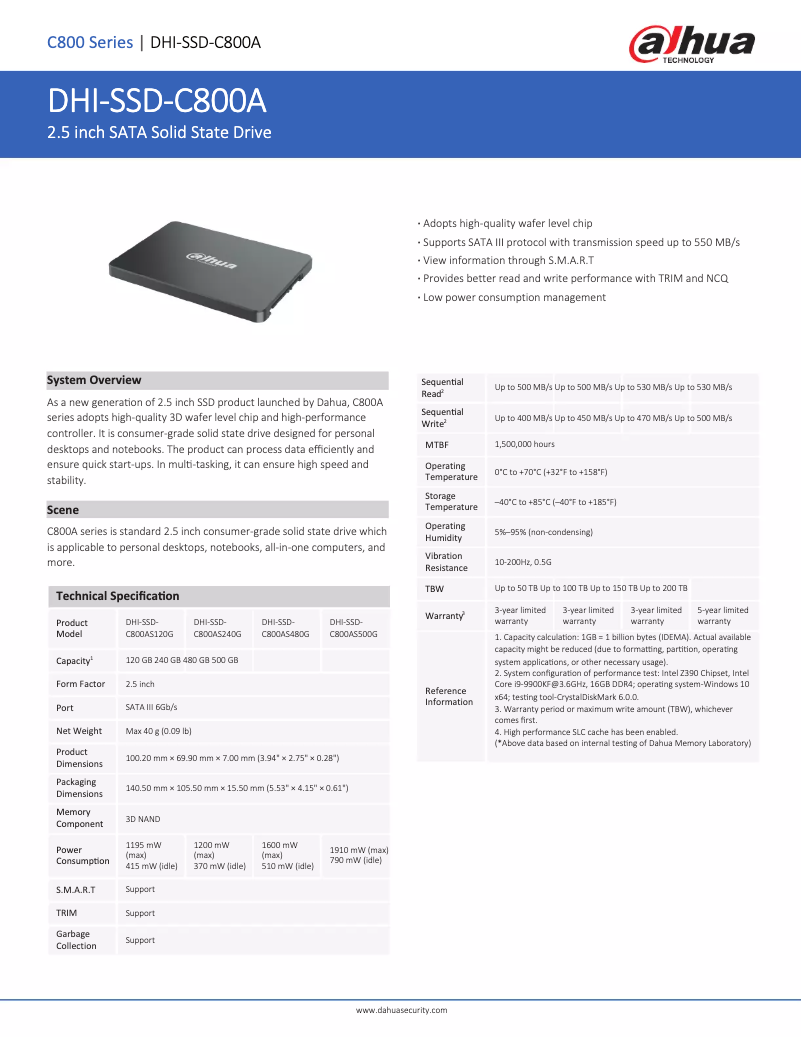 Image de la première page du manuel de l'appareil SSD-C800AS960G