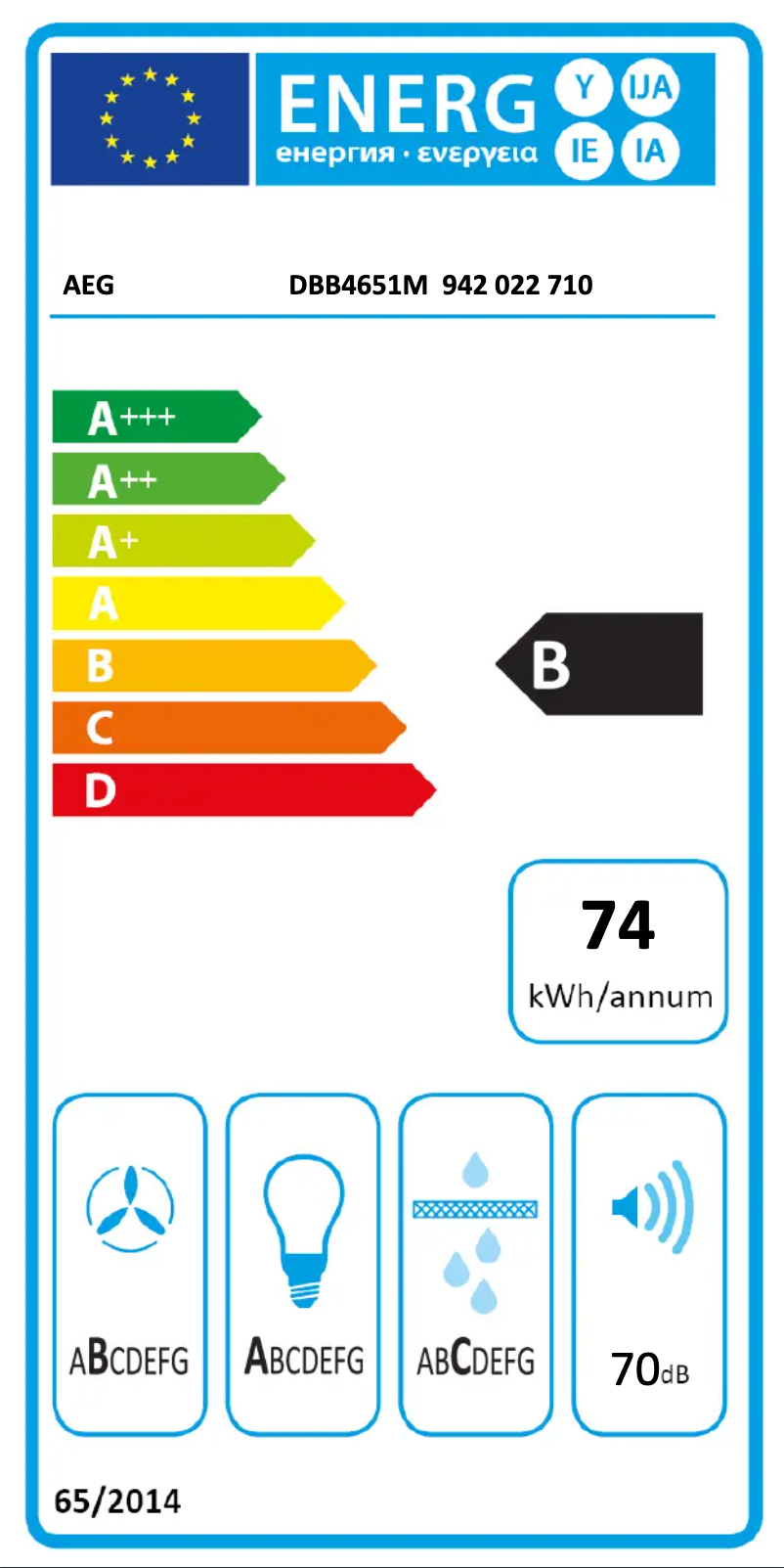 Page n°1 - Label énergétique AEG DBB4651M