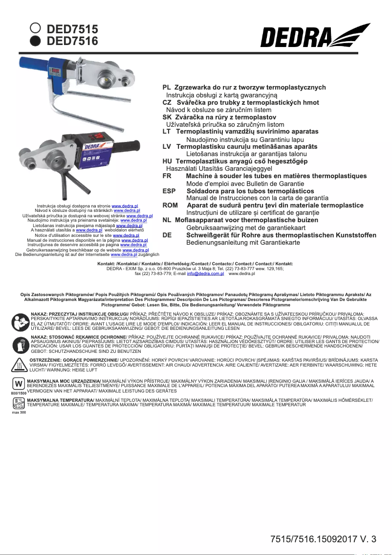 Image de la première page du manuel de l'appareil DED7516