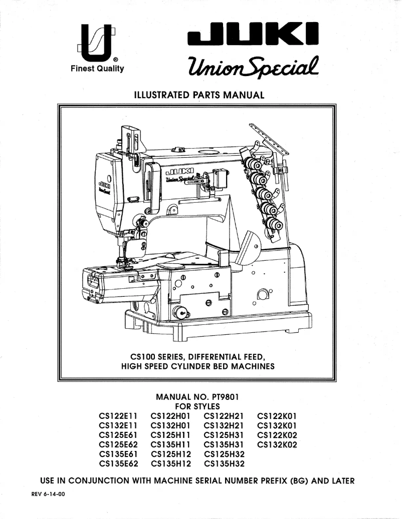Page 1 de la notice Manuel utilisateur Union Special CS135H11